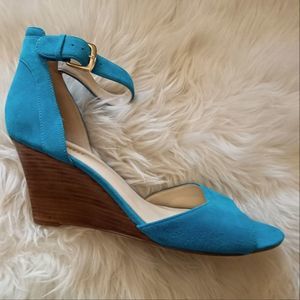 Nine West Like New ankle strap, leather wedge sandals